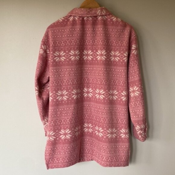 Vintage Great Lakes Country dusty pink snowflake polar fleece shacket top - Picture 5 of 9